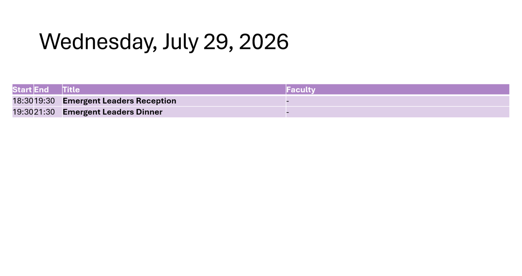 Wednesday, July 29, 2026
